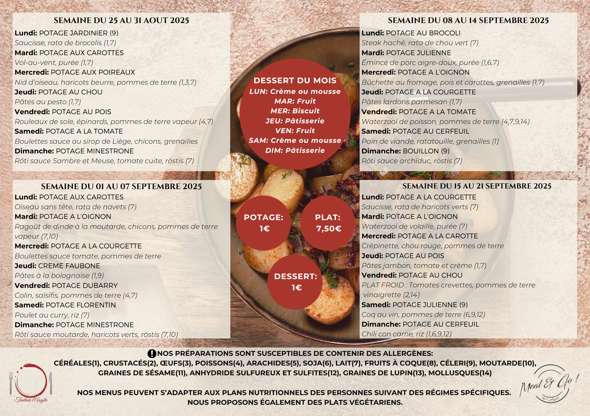 MENU DU MOIS VERSO SEPT Menu Meal and Go