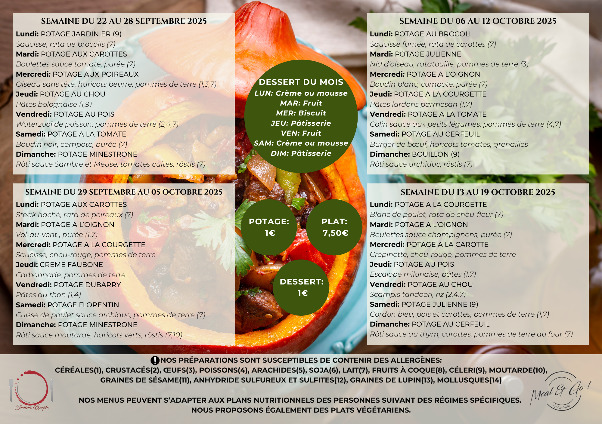 MENU DU MOIS VERSO octobre Menu Meal and Go